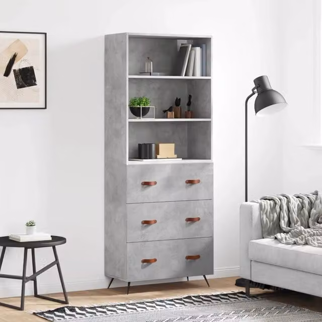 Credenza Grigio Cemento 69,5x34x180 cm in Legno Multistrato 3189353