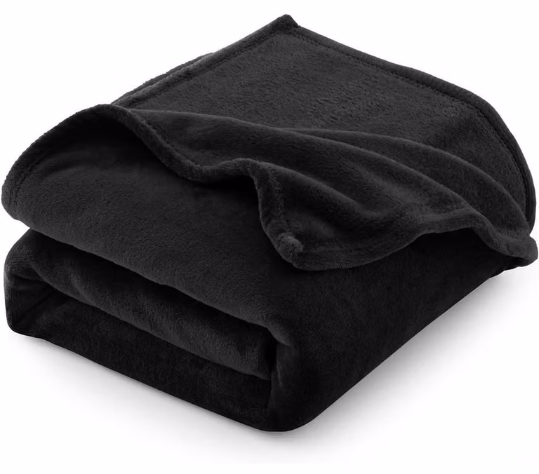 Coperta in pile extra grande, 230x270 cm, flanella, colore nero