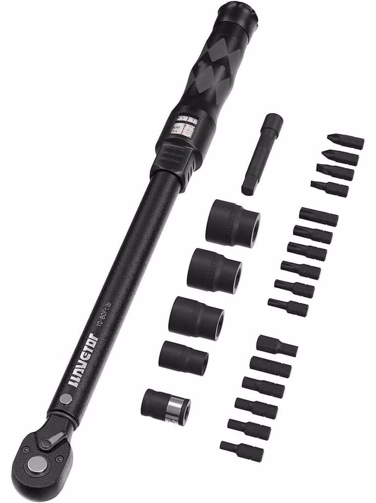 Set di chiavi dinamometriche da 23 pezzi, attacco da 3/8 pollici, coppia da 20-110 Nm, con accessori