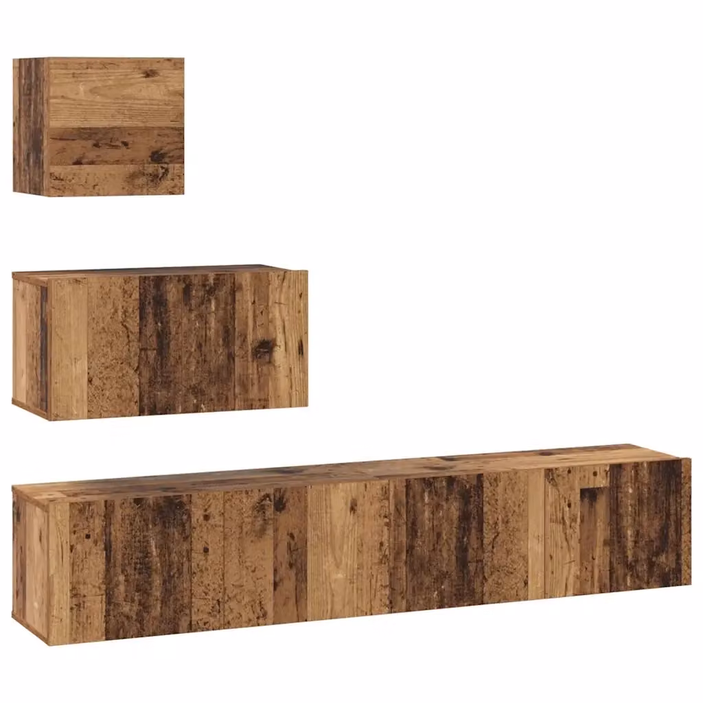 Set mobile TV moderno vidaXL in legno effetto vecchio marrone da 4 pezzi – 2