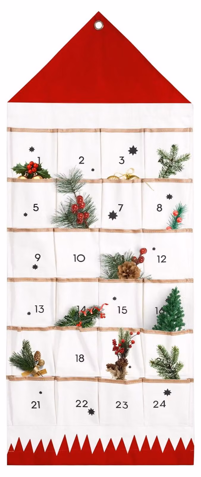 Calendario dell'Avvento riutilizzabile con 24 scomparti