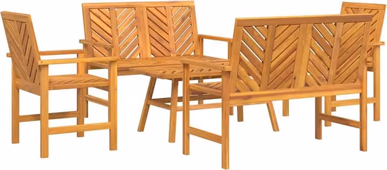 Set Lounge da Giardino 5 pcs Marrone Legno di Acacia Massello