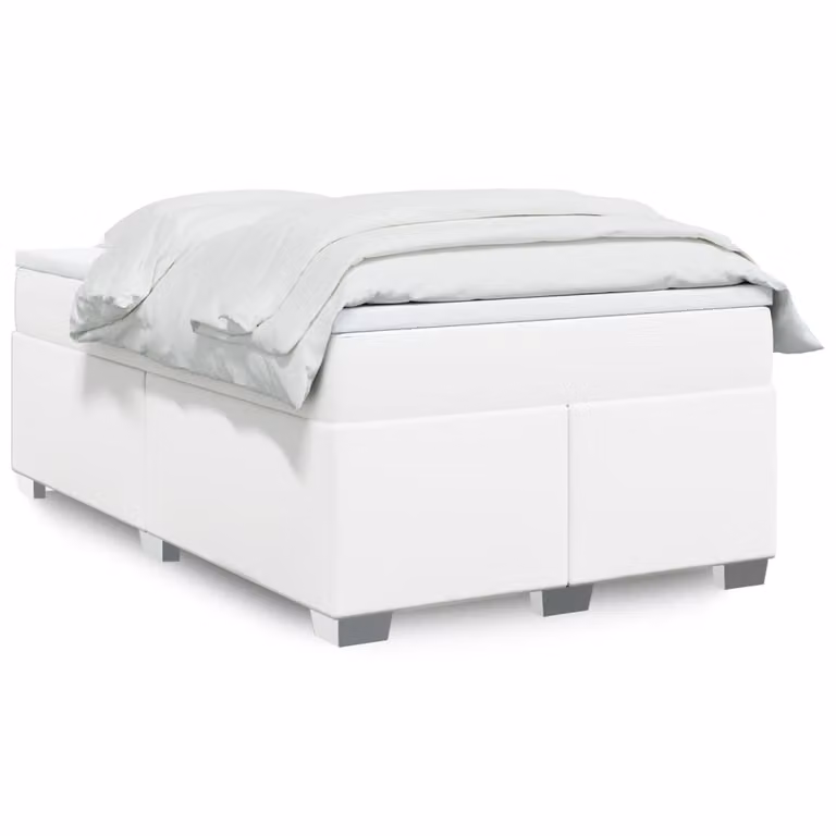 vidaXL Giroletto a Molle con Materasso Bianco in Similpelle L/P: 120 x 190 cm