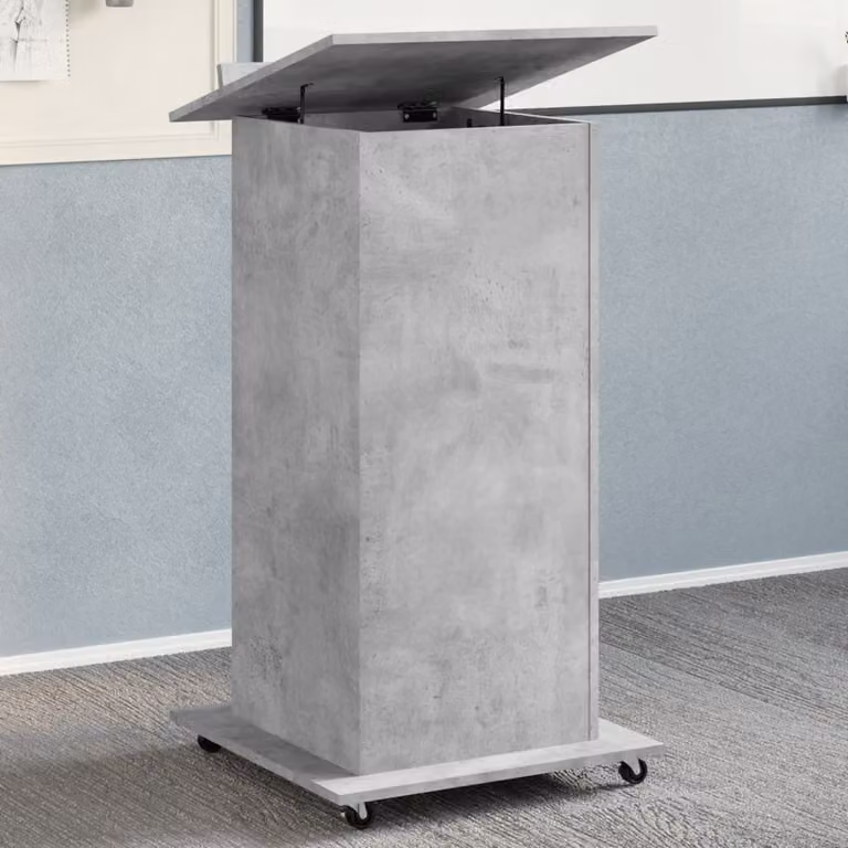 vidaXL Leggio con Ruote e Cassetto Grigio in Multistrato L/P/H: 55 x 55 x 107 cm