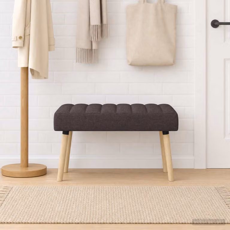 Panchina trapuntata a canale moderna vidaXL in legno di gomma e tessuto marrone L: 80 cm, P: 40 cm, H: 46 cm