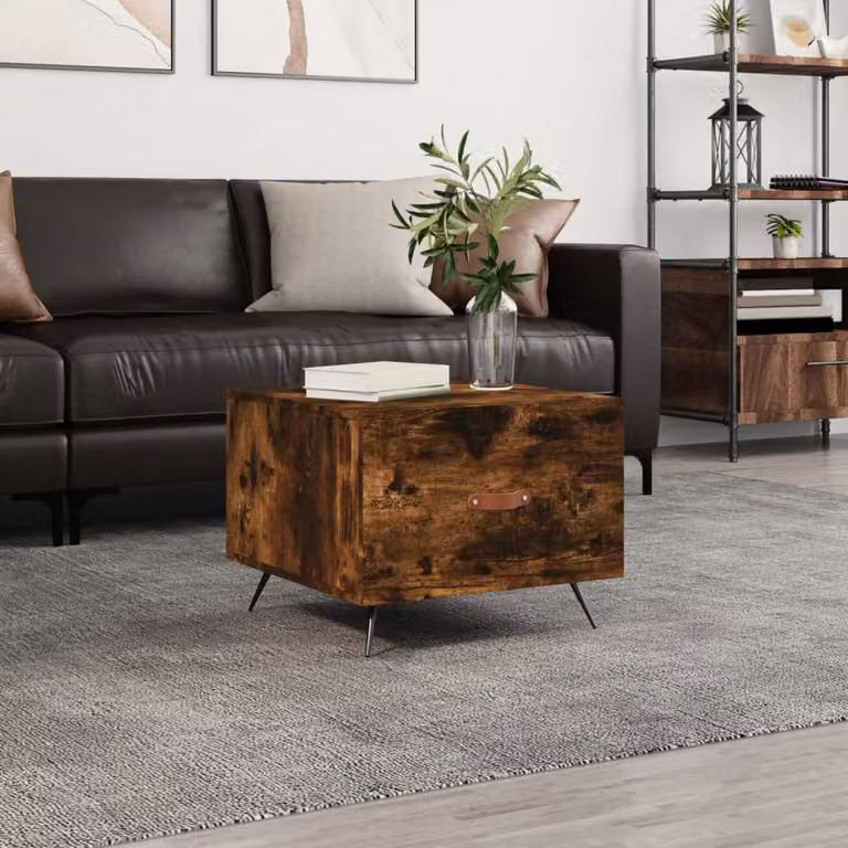 vidaXL Tavolino da Salotto Quadrato in Legno Rovere Fumo L/P/H: 50 x 50 x 40 cm