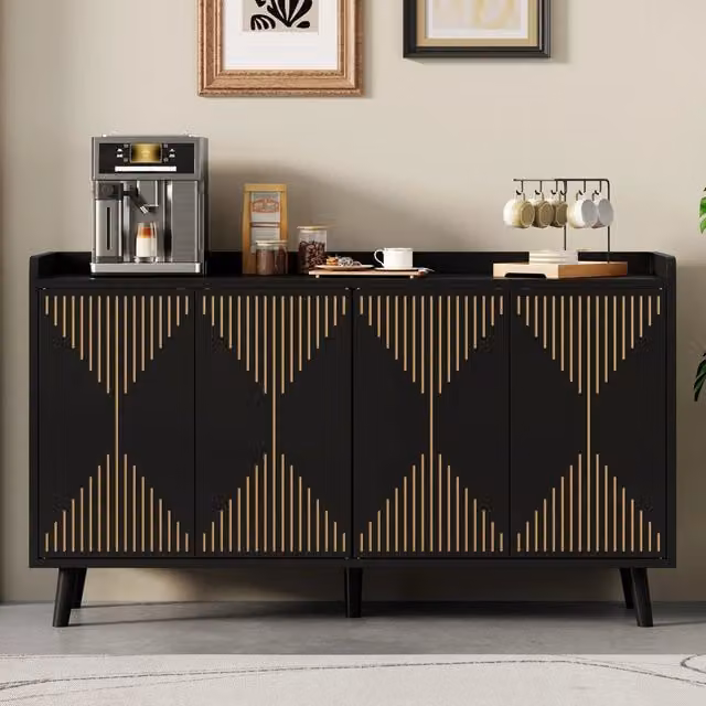 Credenza 4 ante con ripiani regolabili ¨C Minimal ¨C 140x40x84cm truciolato grigio cemento