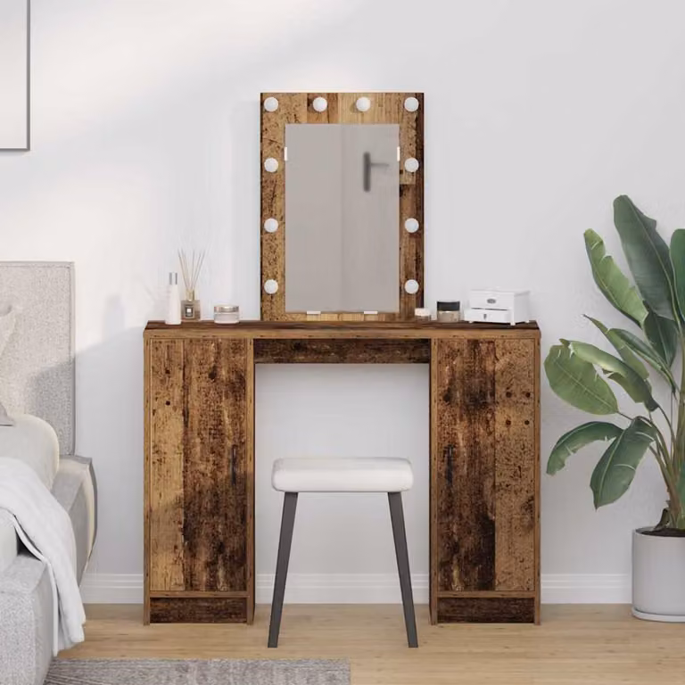 vidaXL Tavolo da Trucco Moderno in Legno Marrone L: 102 cm, P: 33 cm, H: 135 cm