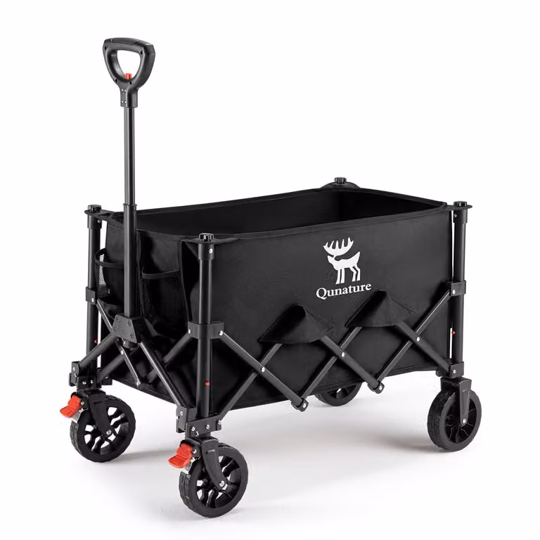 Qunature Carrello da campeggio pieghevole Carrello da campeggio pieghevole Carrello da giardino 120KG, nero