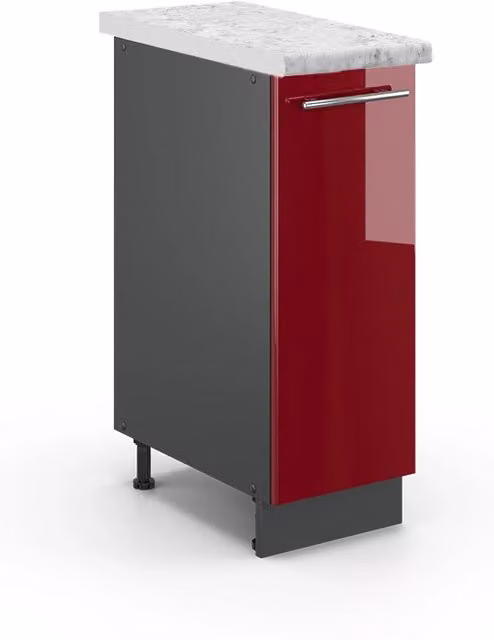 Armadio cucina dispensa alto Fame-Line Bordeaux lucido/Antracite 30 cm, PL Marmo Vicco