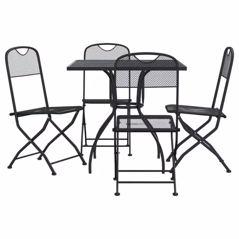 Set da Pranzo da Giardino 5pz Antracite in Rete Metallica