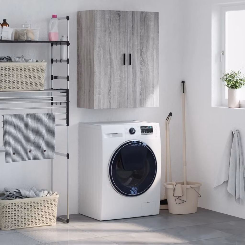 Mobile a parete vidaXL moderno in legno e MDF grigio Sonoma L: 69,5 cm, P: 34 cm, H: 90 cm