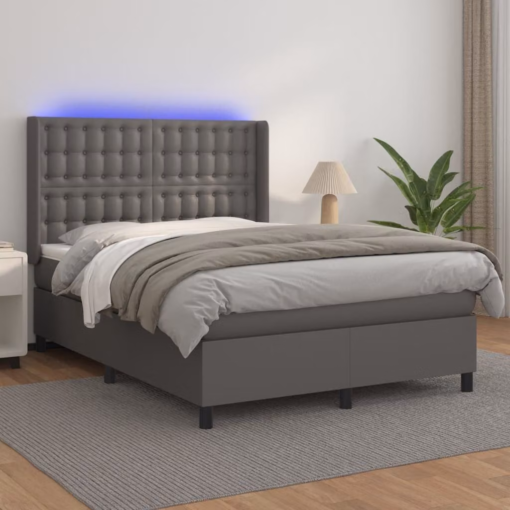 Maison Exclusive - Giroletto Molle con Materasso e LED Grigio 140x190cm Pelle finta