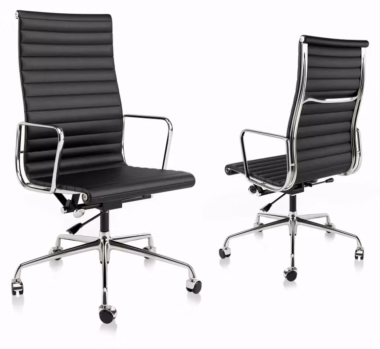 Sedia da ufficio ergonomica - Sedia da ufficio esecutiva in pelle nera, con schienale alto e meccanismo di inclinazione