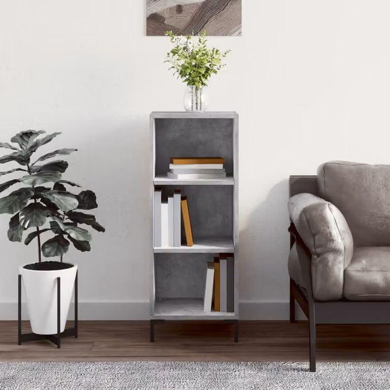 Credenza vidaXL in legno e metallo Grigio, sospesa a parete, L: 34,5 cm, P: 32,5 cm, H: 90 cm
