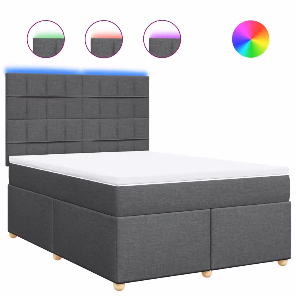 Letto Ibrido Moderno vidaXL con Materasso Grigio e Bianco L/P: 160 x 200 cm – 2