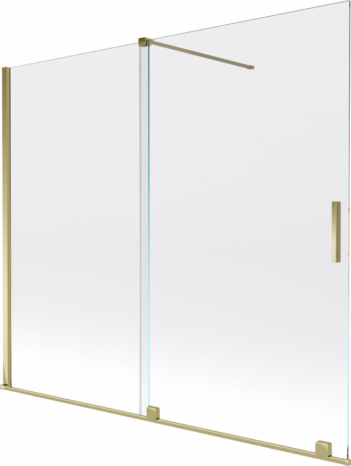 Mexen Velar paravento da bagno 2-ante scorrevole 180 x 150 cm, trasparente, dorato - 896-180-000-01-50