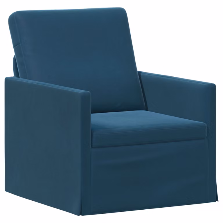 Divano Singolo vidaXL in Velluto Blu con Struttura in Metallo, L 70 x P 81 x H 82 cm