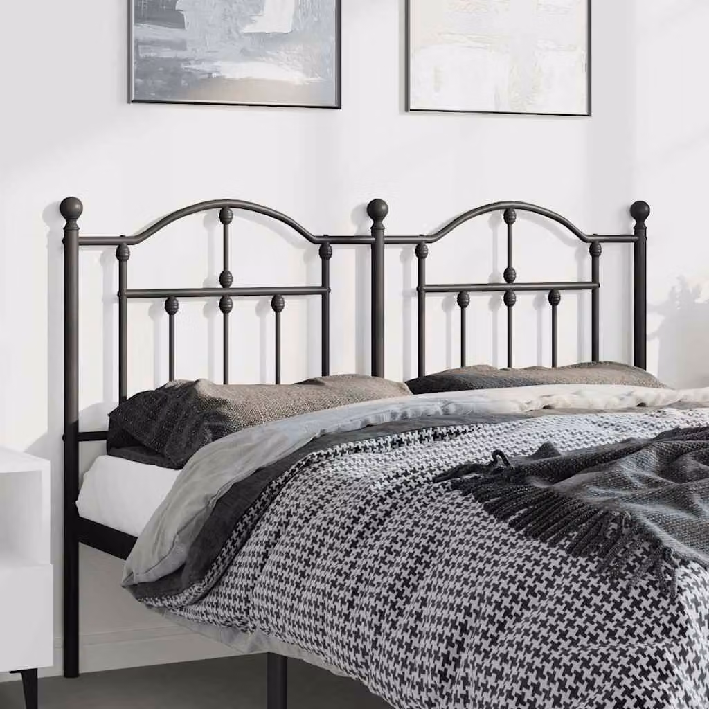Testiera di ricambio vidaXL in metallo nero laccato, stile classico, L: 142 cm