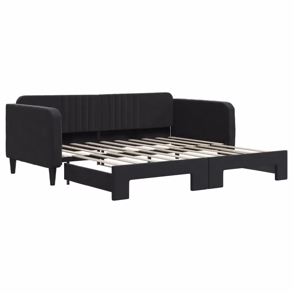 Divano Letto con Letto Estraibile vidaXL in Velluto Nero per Soggiorno e Camera da Letto 90x190 cm – 2