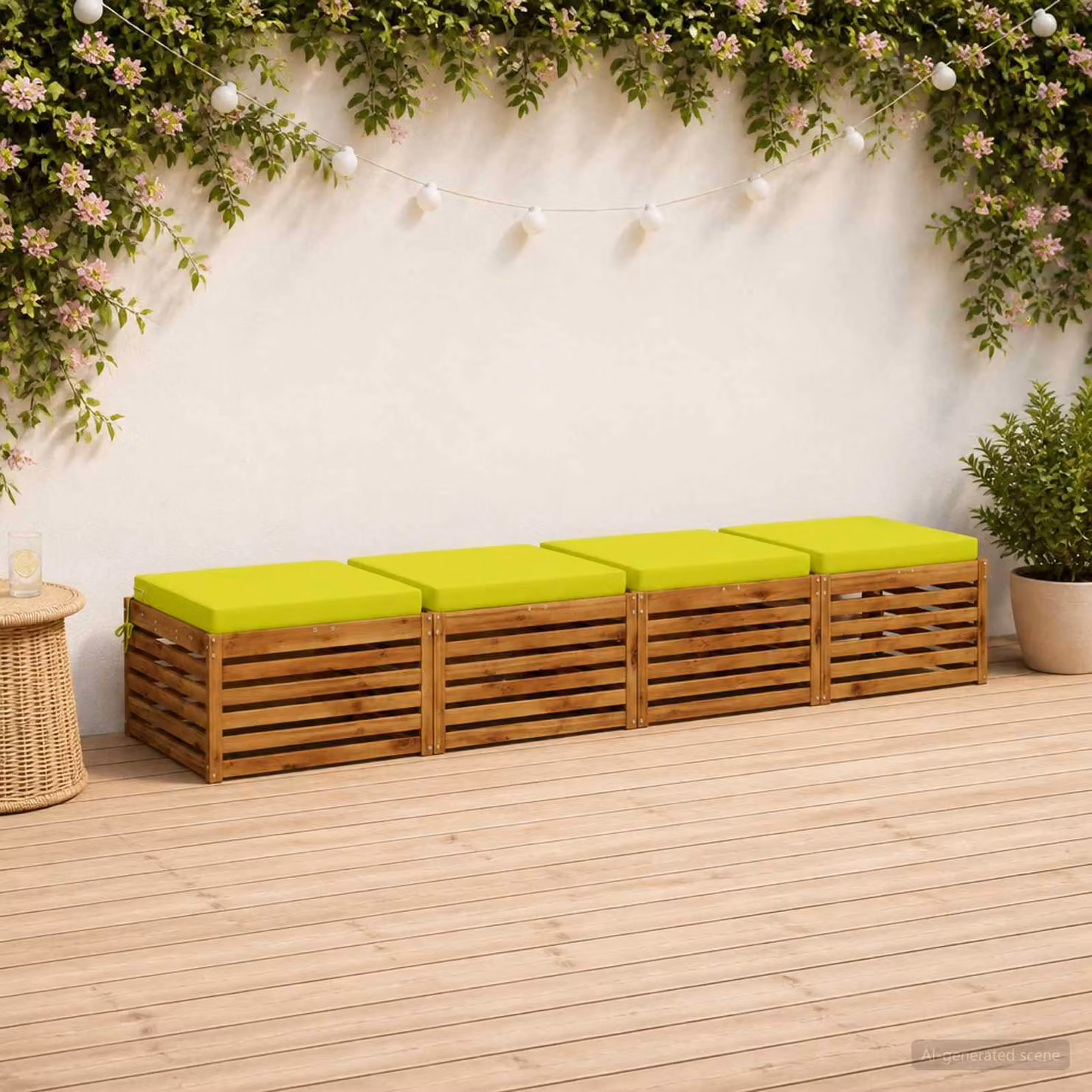 Set di 4 cuscini per sedia vidaXL in poliestere verde con imbottitura in schiuma e rivestimento lavabile