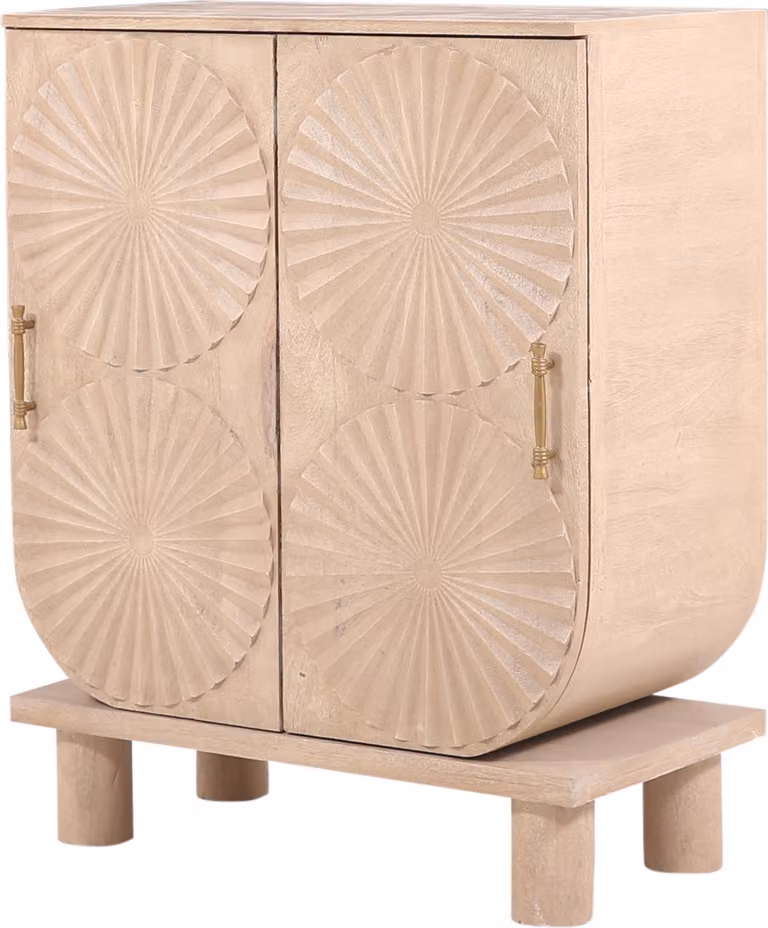 Cassettiera Adelmo 90 cm in legno massiccio dal design boho e art déco