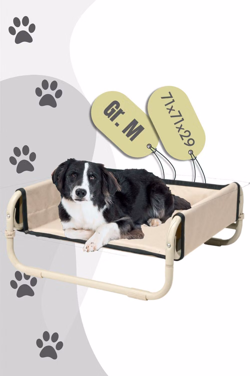 Maelson Soft Bed - cuccia pieghevole per cani, beige, taglia M - 71 x 71 x 29 cm