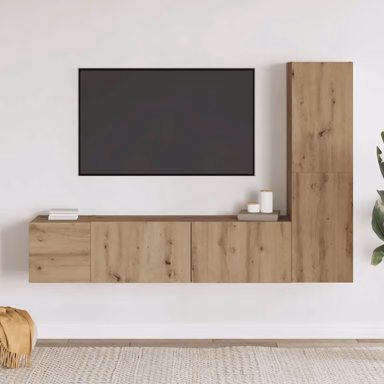 Set di 3 mobili TV da parete vidaXL in legno multistrato e MDF, stile moderno, colore marrone