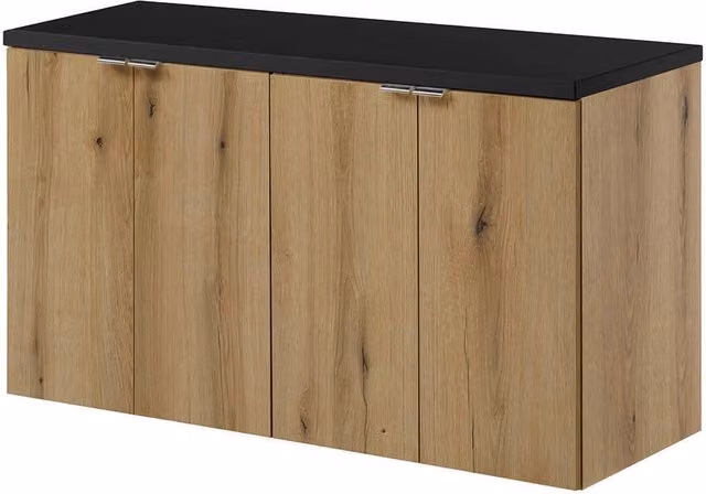 Set NEWPORT 2 Armadi Pensili Sottolavabo con Piano di Lavoro 100x60x40 Effetto Rovere / Nero [en.casa]