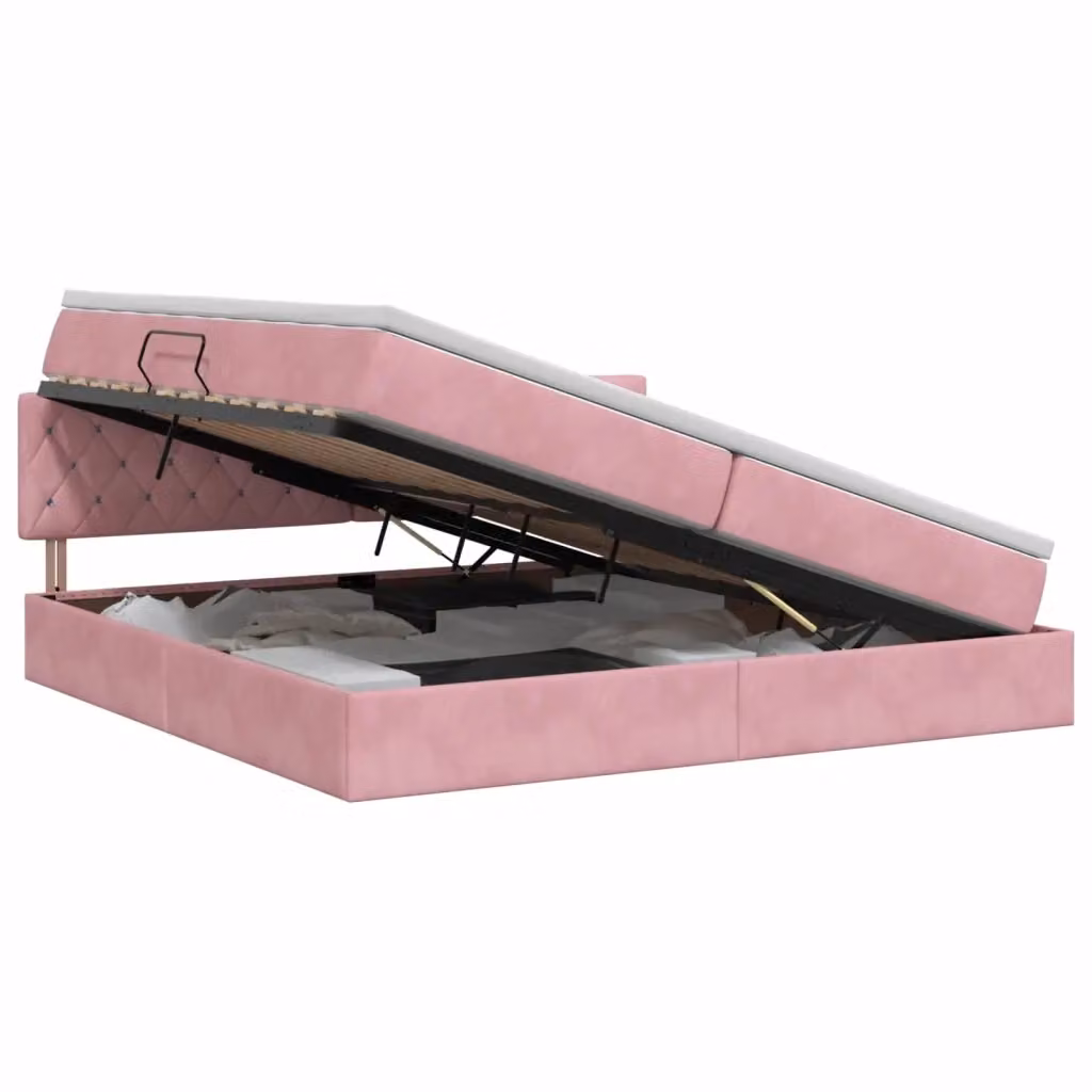 Letto con Contenitore e Testiera in Velluto Rosa vidaXL L: 200 cm, P: 200 cm, H: 88 cm – 2