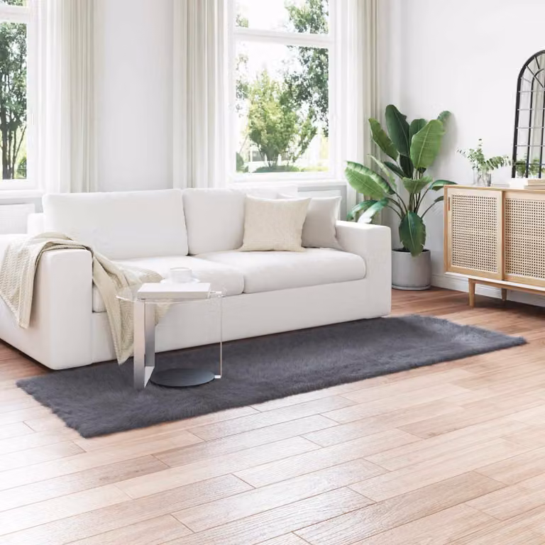 Tappeto moderno vidaXL in poliestere color antracite L: 80 cm x P: 250 cm