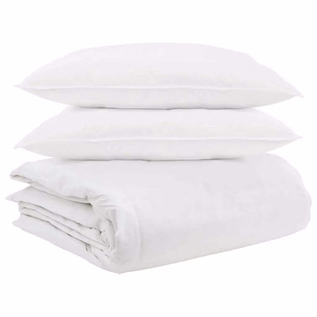 Set di 3 piumoni e cuscini vidaXL in cotone e piuma d'anatra bianco per adulti – 2