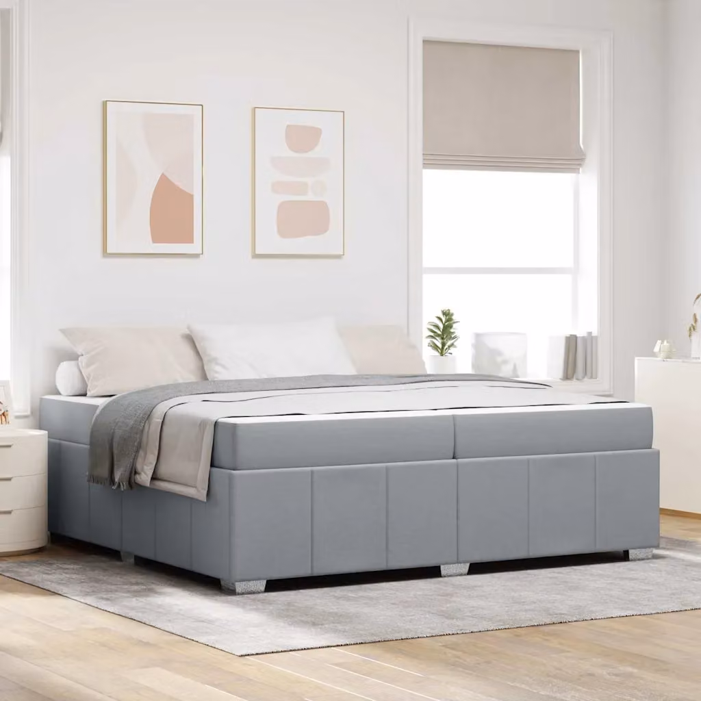 Struttura del letto moderna vidaXL in tessuto grigio con doghe in legno 200 x 200 cm – 1