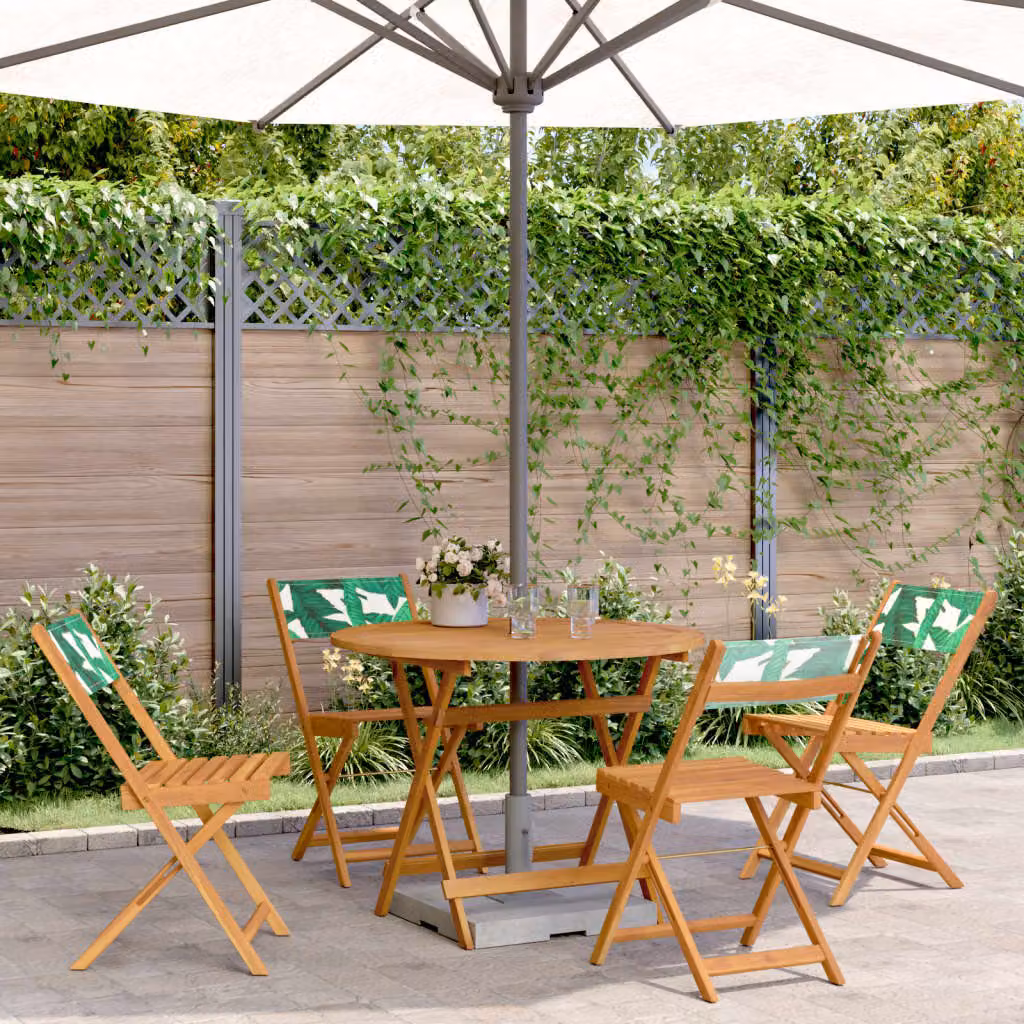 Set da pranzo da giardino vidaXL in legno di acacia oliato con 5 pezzi, verde e marrone