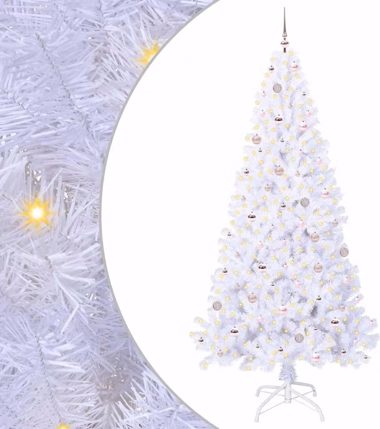 Albero di Natale artificiale bianco 240 cm in PVC e acciaio