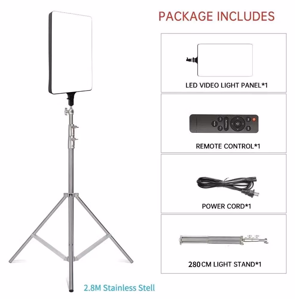 Lampada video a LED, temperatura di colore regolabile, treppiede incluso nella confezione, treppiede da 280 cm