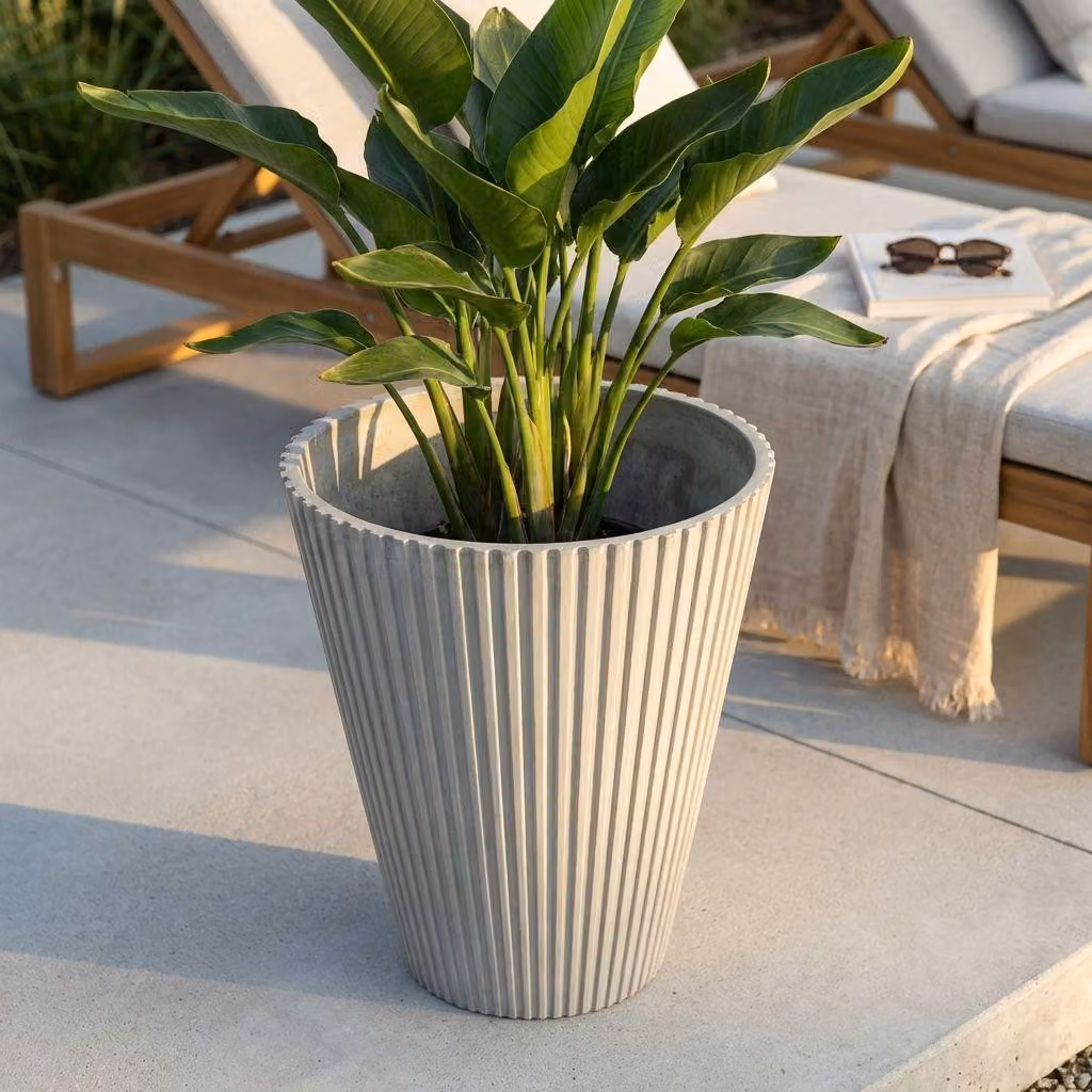 Milani Home - vaso alto per piante da interno esterno in fibra sintetica, antracite, 80 cm, per terrazzo e giardino