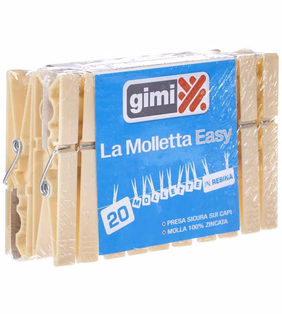 GIMI Mollette Avorio 20 Pz 2x1.5x9 cm per Stendere Biancheria