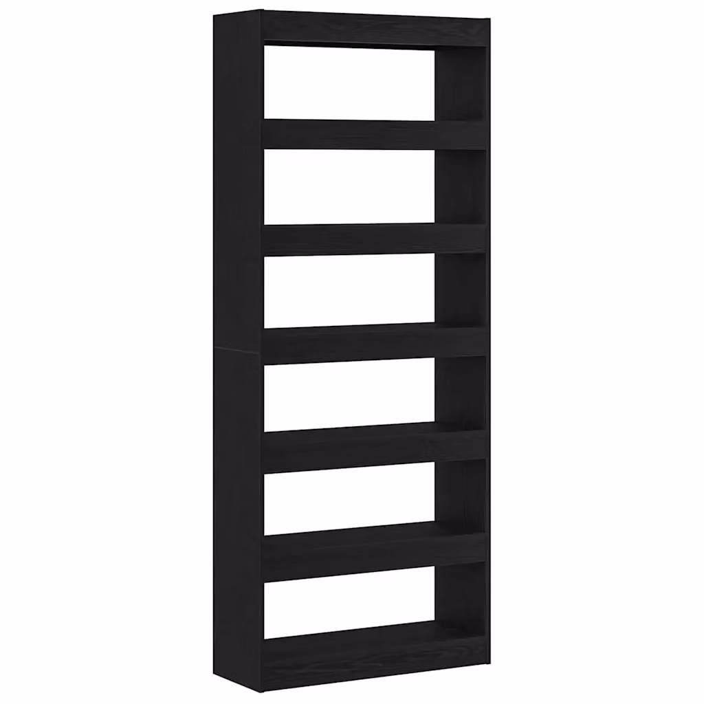 Libreria moderna vidaXL a 6 livelli in MDF nero opaco L: 80 cm, P: 30 cm, H: 198 cm – 2