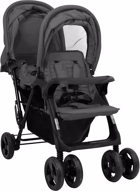 Passeggino Gemellare a Tandem Grigio Scuro in Acciaio CFW3406291
