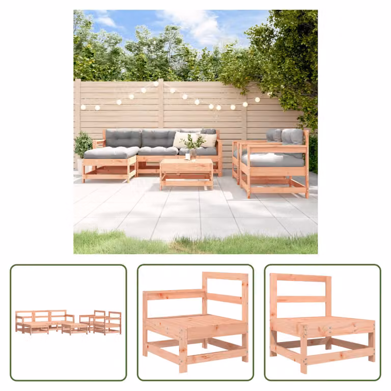 The Living Store 7 pezzi. Set salotto da giardino in legno massiccio di abete Douglas