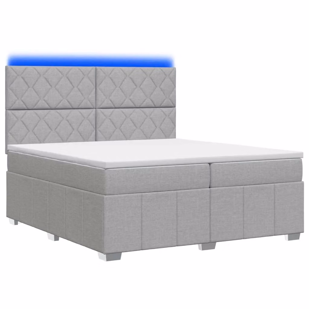 Letto Box Spring vidaXL con Materasso a Molle Insacchettate e Illuminazione LED, Grigio e Bianco, L/P: 200 x 200 cm – 2
