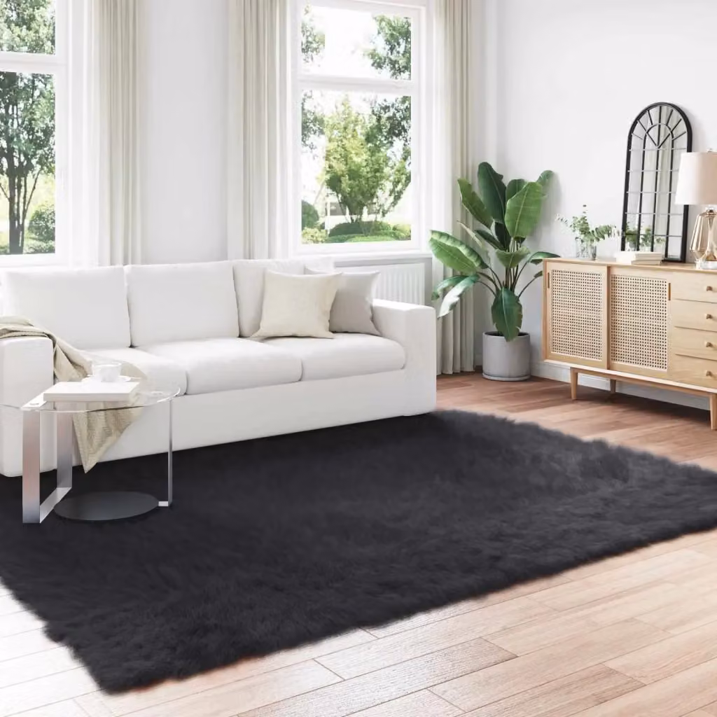 Tappeto da soggiorno moderno in poliestere nero modello TAFALLA L: 340 cm, P: 240 cm – 2