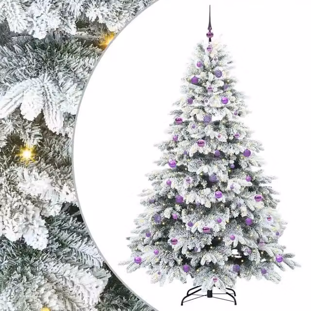 Albero di Natale Artificiale-Albero Natalizio con 300 LED Bianco 210 cm PE e PVC 753485