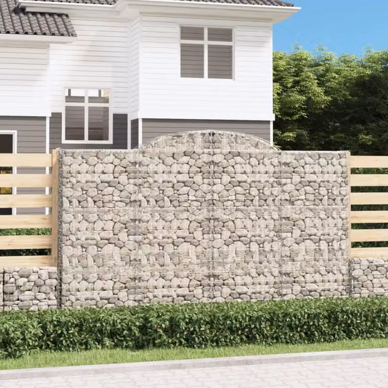 Set di 10 cesti gabbioni ad arco vidaXL in acciaio zincato grigio L: 300 cm, P: 50 cm, H: 180/200 cm