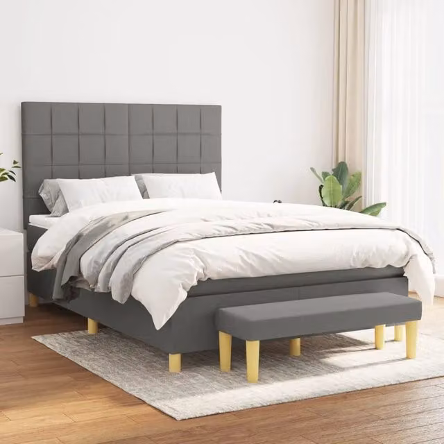 Letto Ibrido con Materasso e Struttura Imbottita vidaXL Grigio e Bianco L/P/H: 193 x 144 x 128 cm