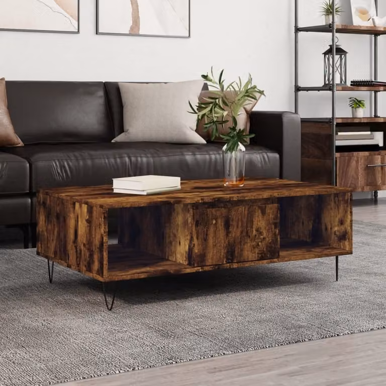 The Living Store tavolino in rovere fumé 104x60x35 cm materiale a base di legno