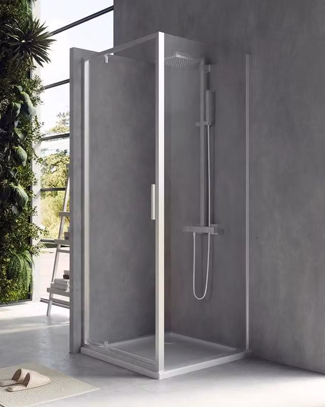 Box doccia 80x70 Rio a pivot vetro 6 mm trasparente H 195 cromo