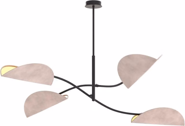 Plafoniera Moderna Mulciber Acciaio Nero Grigio 4 Luci E14