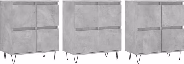 Credenze 3 pz | Madia | Buffet da pranzo | Armadio da pranzo Grigio Cemento in Legno Multistrato